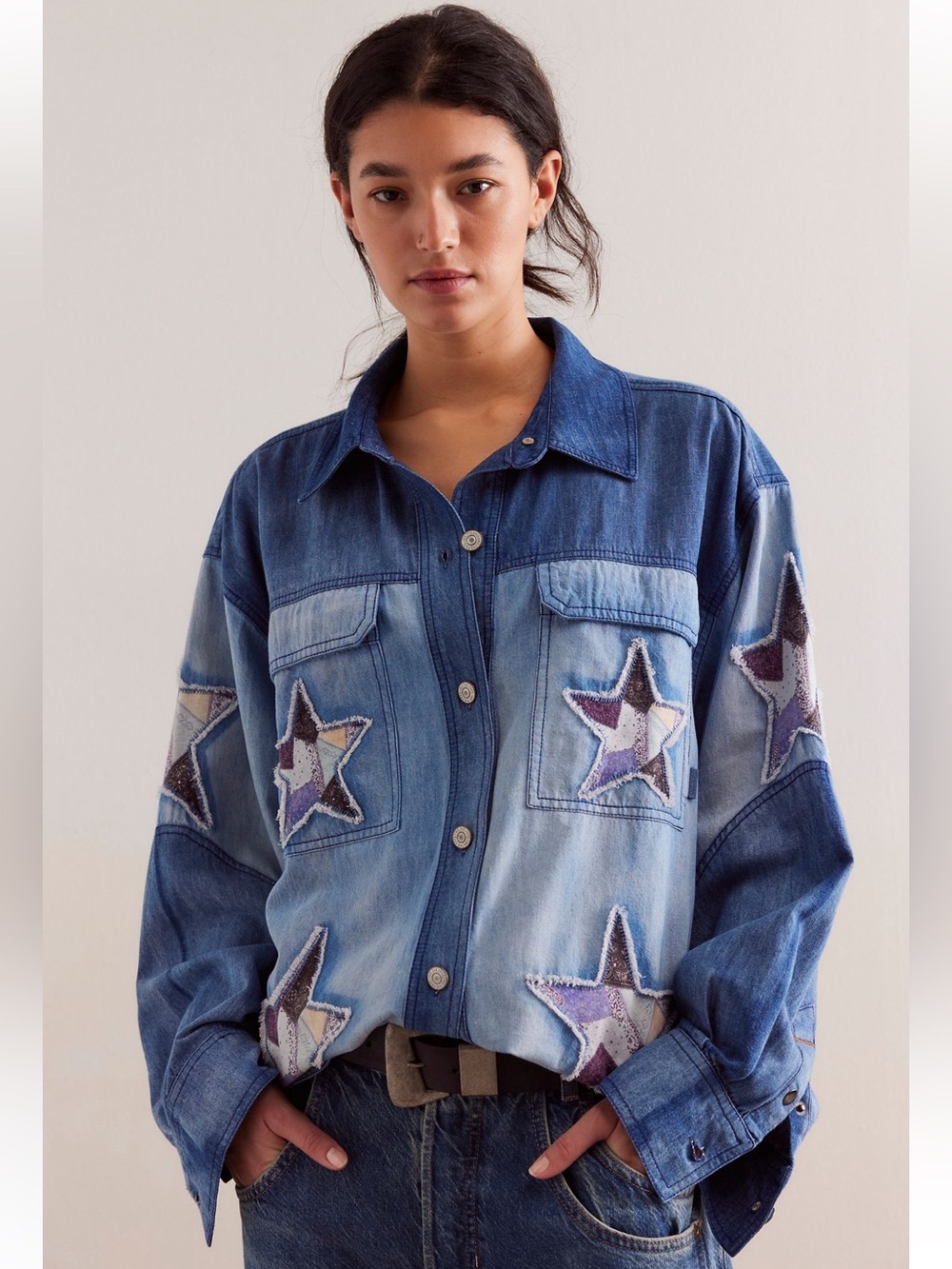 We The Free To The Stars Denim Top